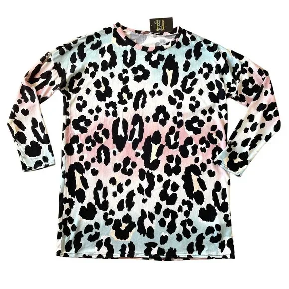 Bombom Animal Print Womens Top Tunic New with Tags Pastel Colors Sz S - Picture 3 of 13
